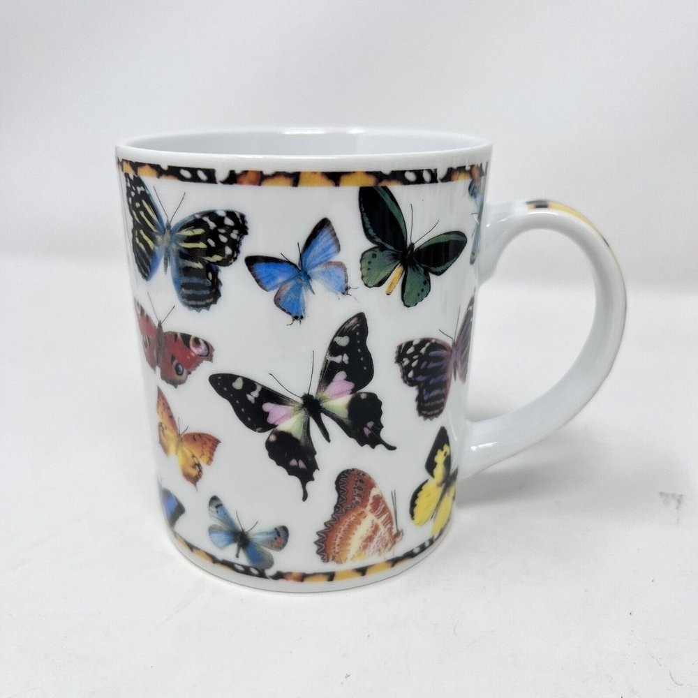 Paul Cardew Butterflies Vtg Coffee Mugs Set 4 Tea Cup England Cottagecore Whimsy